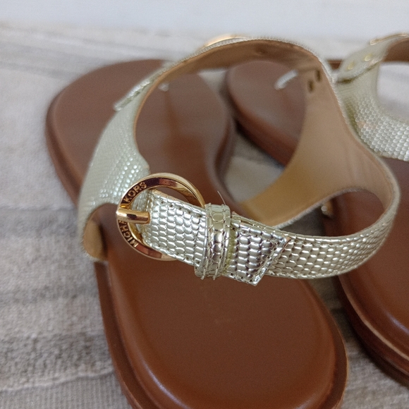 MICHAEL Michael Kors Plate Sandal Gold Metallic Snake Women’s Size 10M - Picture 7 of 13